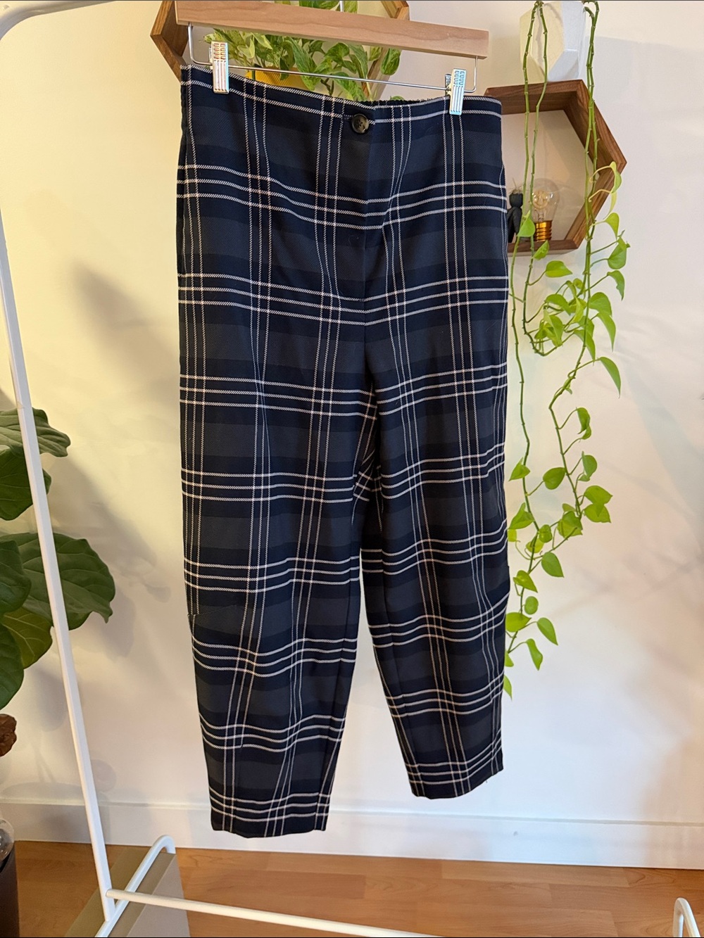 Wilfred Navy and White Plaid Dress Pants